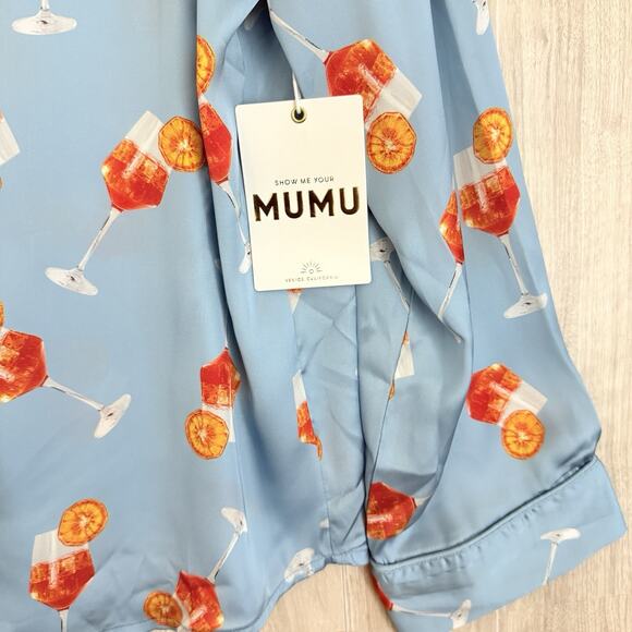 Show Me Your MuMu Satin Pajama Top Women Small Saint Spritz Cocktail Sleep Shirt - Picture 6 of 14